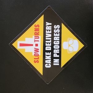 CAKE DELIVERY IN PROGRESS CAR MAGNET!!!